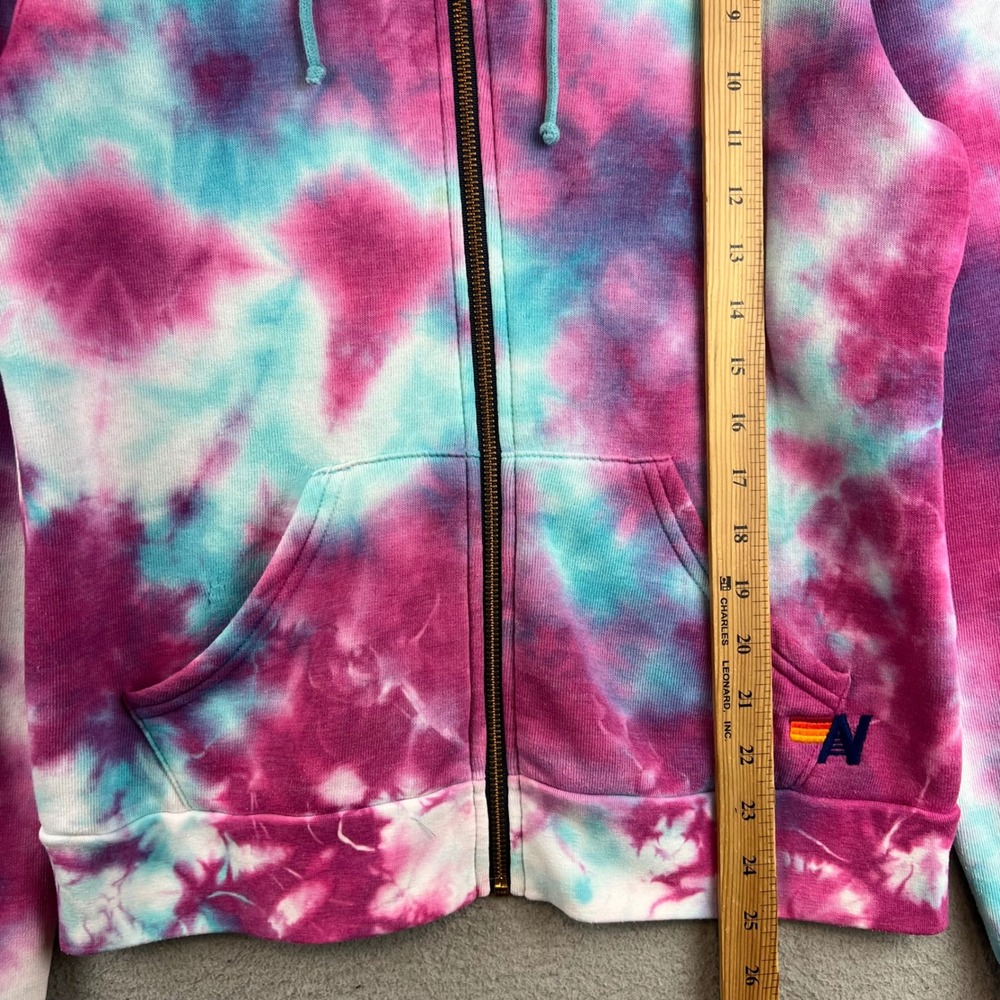 Aviator Nation Pink Blue Tie Dye Full Zip Hoodie Sweatshirt Womens Small Logo - Picture 5 of 12